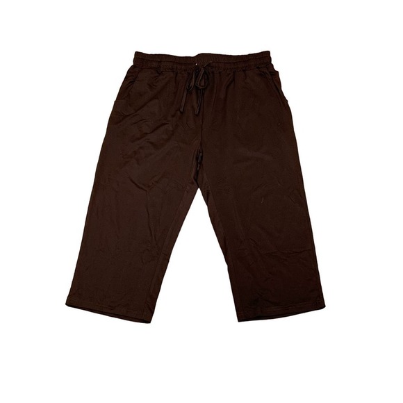 💰Tarse Silky Chocolate Brown Loose Yoga  Lounge  Flowy Cropped Pants - Size L - Picture 5 of 10